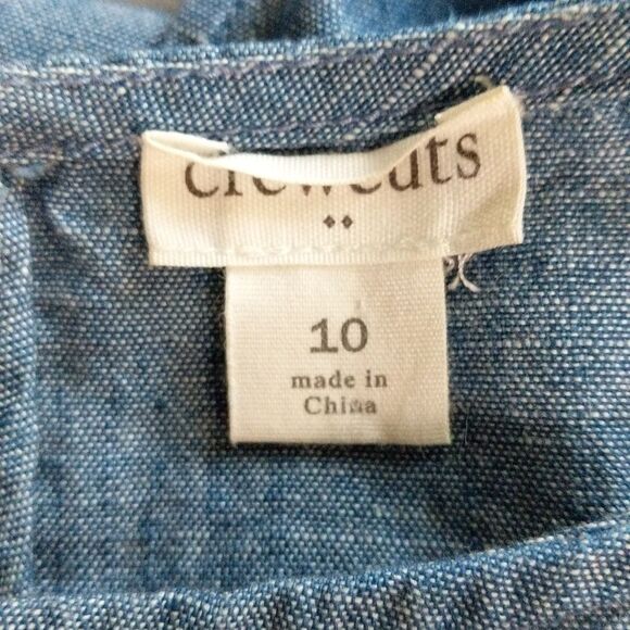 Crewcuts chambray flutter ruffle shoulder cotton knee length dress K4893 girls10 - Picture 4 of 9